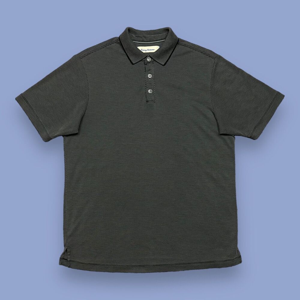 Tommy Bahama Polo Shirt Chainlink y2k Pattern Modal Polyester Short Sleeve S/M